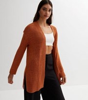 New Look Rust Knit Split Hem Cardigan